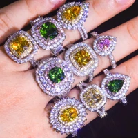colorful bling zircon stone silver color rings for women trend fashion jewelry wedding engagement ring 2021 accessories