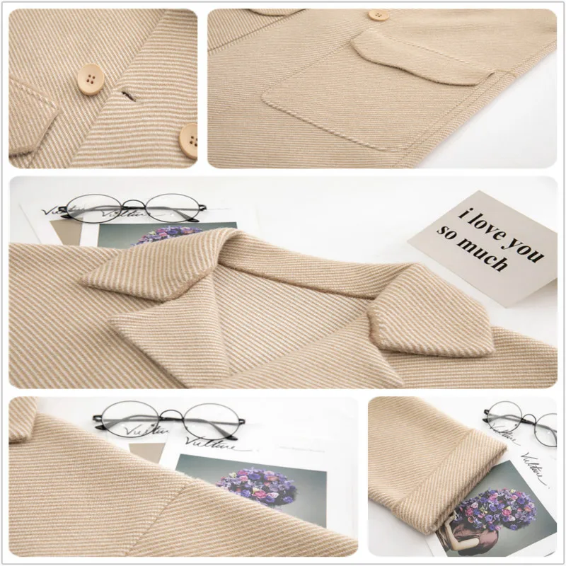 Демисезонный Шерстяное пальто женщин 2020 двубортная шерстяная куртка Корейская