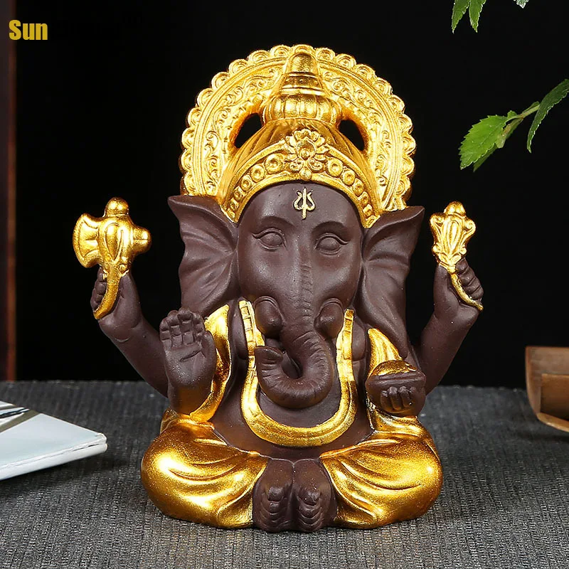 

Декор для дома Ganesha, статуэтки Будды, керамическое украшение, фиолетовый песок, белый фарфор, СЛОН БУДДА