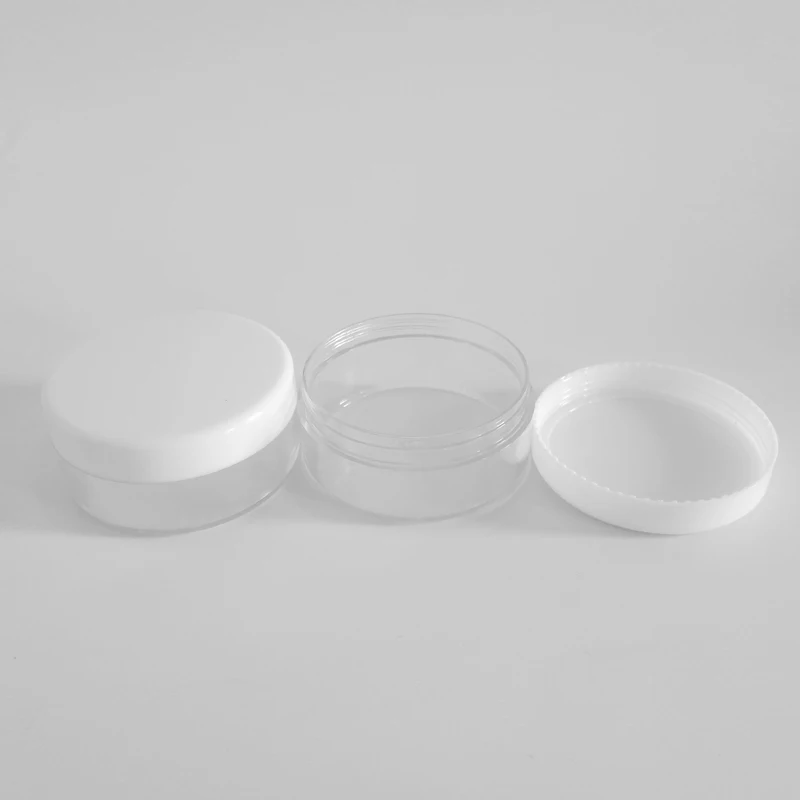 White Lids 10 шт 50 г/50 мл Пластиковые Многоразовые коробки с прозрачной основой пустые косметические банки для ногтей порошок бутылки тени контейнер - Цвет: White Lids