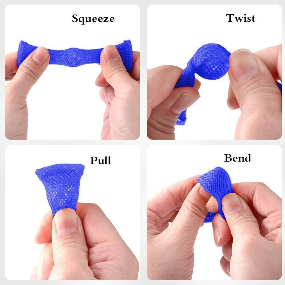 Bolas sensoriales para el autismo, juguetes para terapia de ansiedad, TDAH, EDC, alivio del estr&eacute;s, malla trenzada, f&aacute;cil de doblar con m&aacute;rmol-5