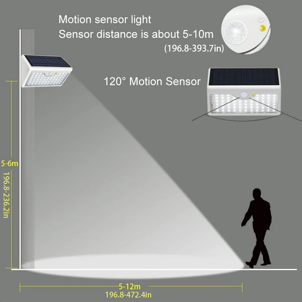 

Wall Lamp With Remote Control Sensor Security Light 60 LED Outdoor Solar Wireless Super Bright For Wall Waterproof Wall Light