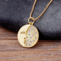 fashion new design ins hot sale female party jewelry human face embossed necklace gold plated zircon pendant collar wholesale