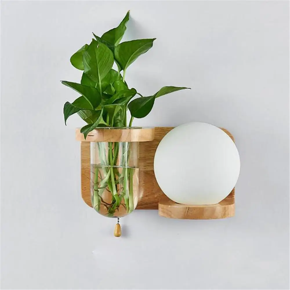 Современная Настенная декоративная лампа с выключателем деревянное стеклянное