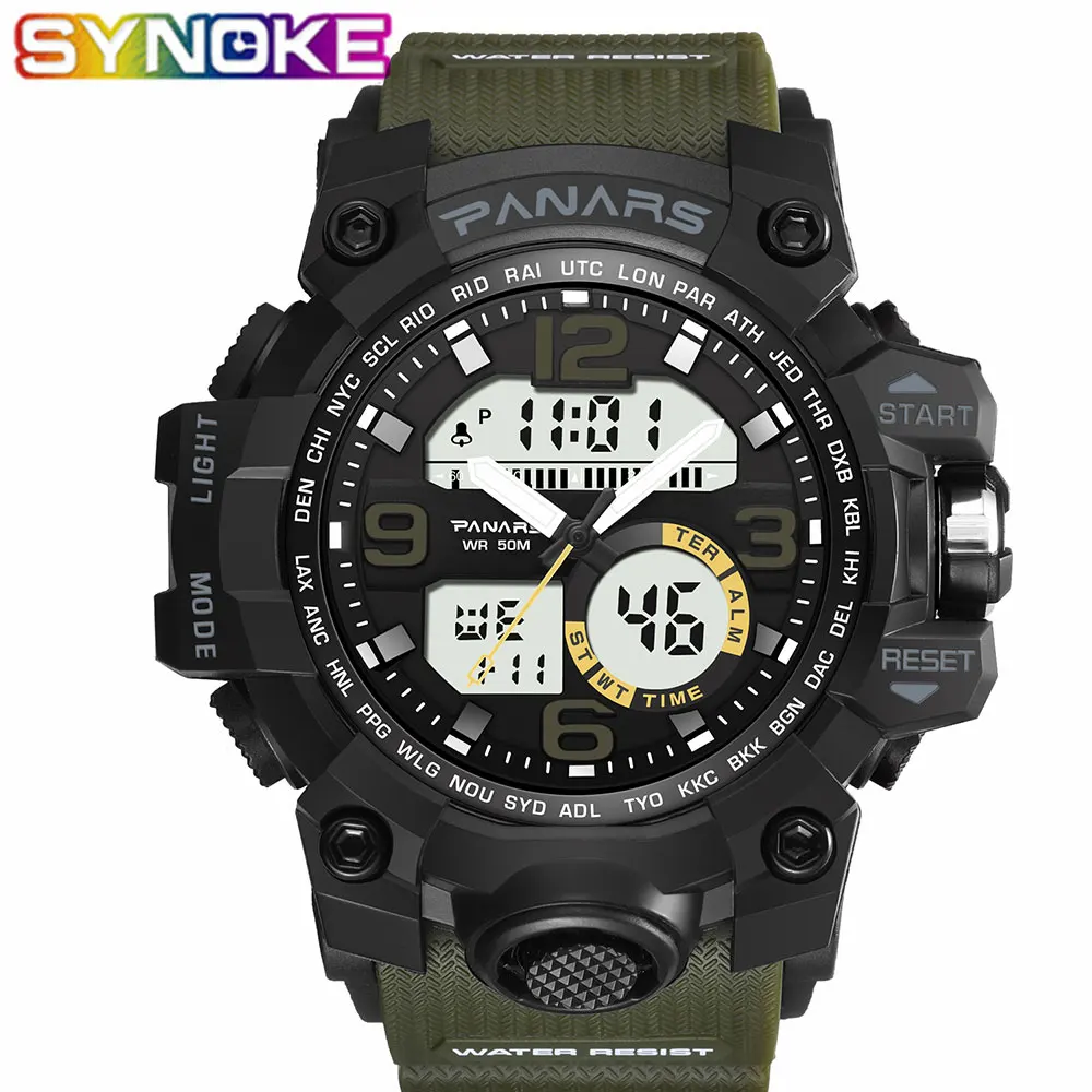 SYNOKE мужские часы Топ люксовый бренд спортивные цифровые наручные часы фитнес Спорт G стиль светодиодный шок водонепроницаемые военные мужские часы