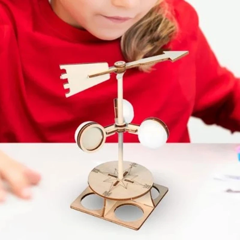 

Students DIY Wind Vane Model Kit Wooden Kids Children Science Direction Speed Experiment Technology School Educational Toys