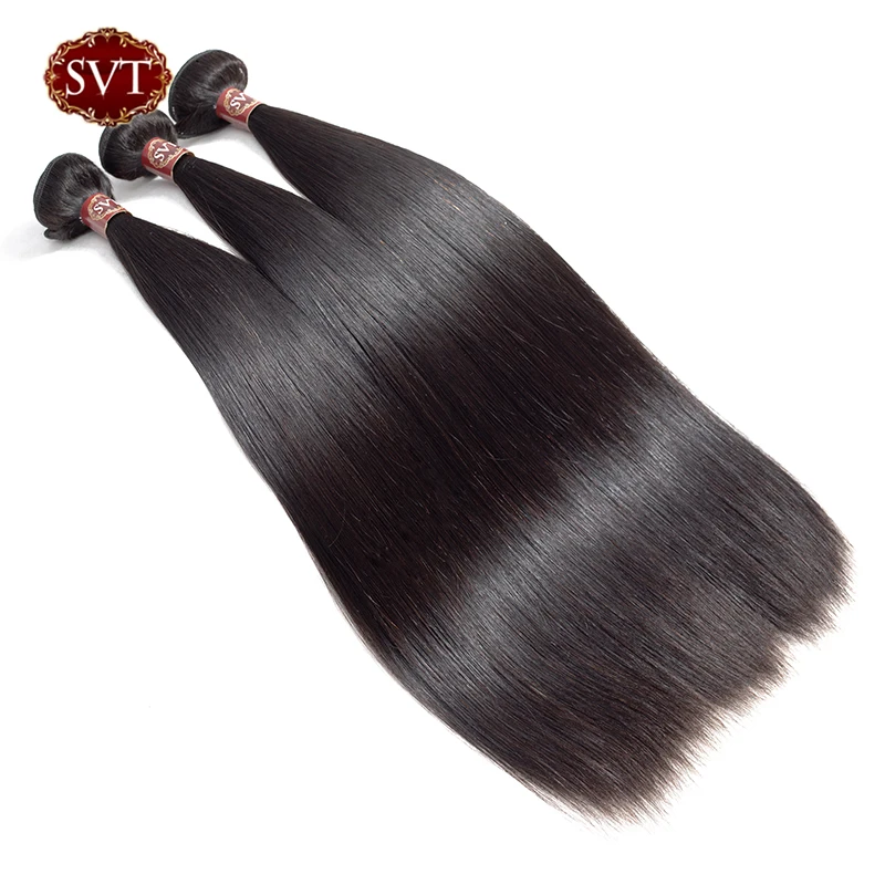 SVT волосы перуанские прямые 13*4 Кружева лобовое Закрытие с пучками не Реми