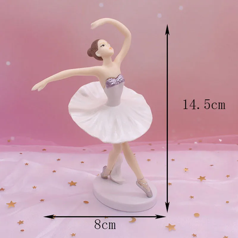 С днем рождения белый элегантный балетный девичьей декоративной торт фигурки