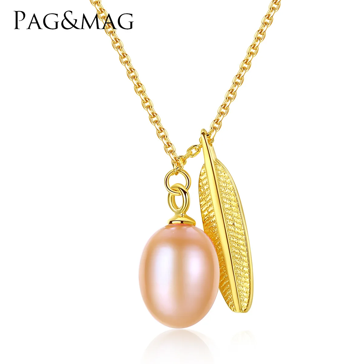 

PAG&MAG fashion S925 sterling silver necklace women's exquisite leaf-shaped natural freshwater pearls