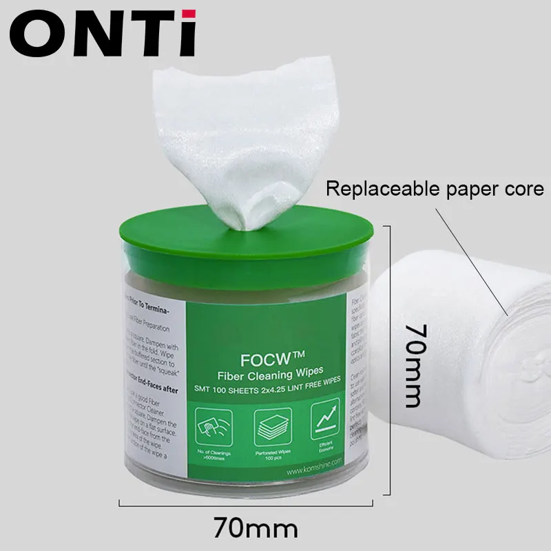 ONTi 280pcs/box Fiber Cleaning Wipes Platform Dustfree Paper Fiber Optic Low-lint Wipes Optical Fiber Clean Paper FTTH Tools