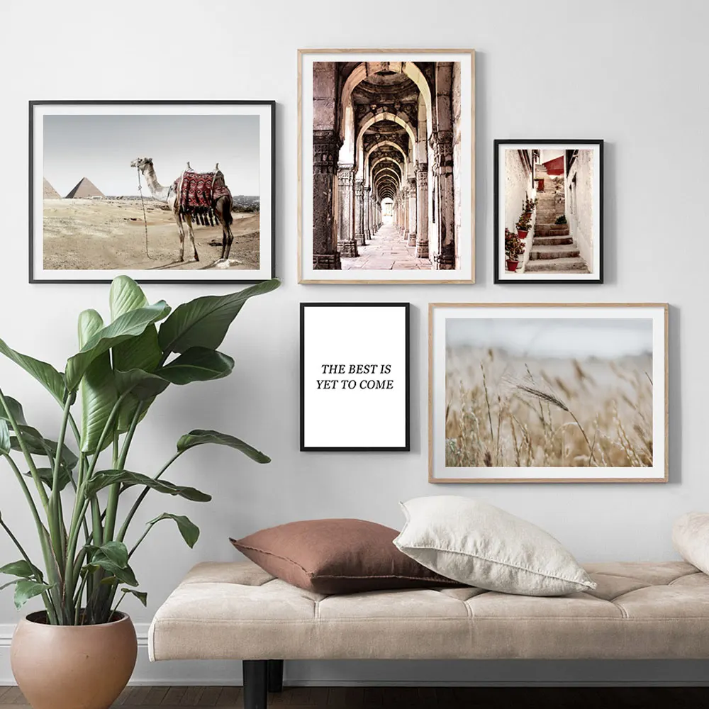 ВИНТАЖНЫЙ ПЛАКАТ пустыня верблюд архитектура картина стены искусства плакаты