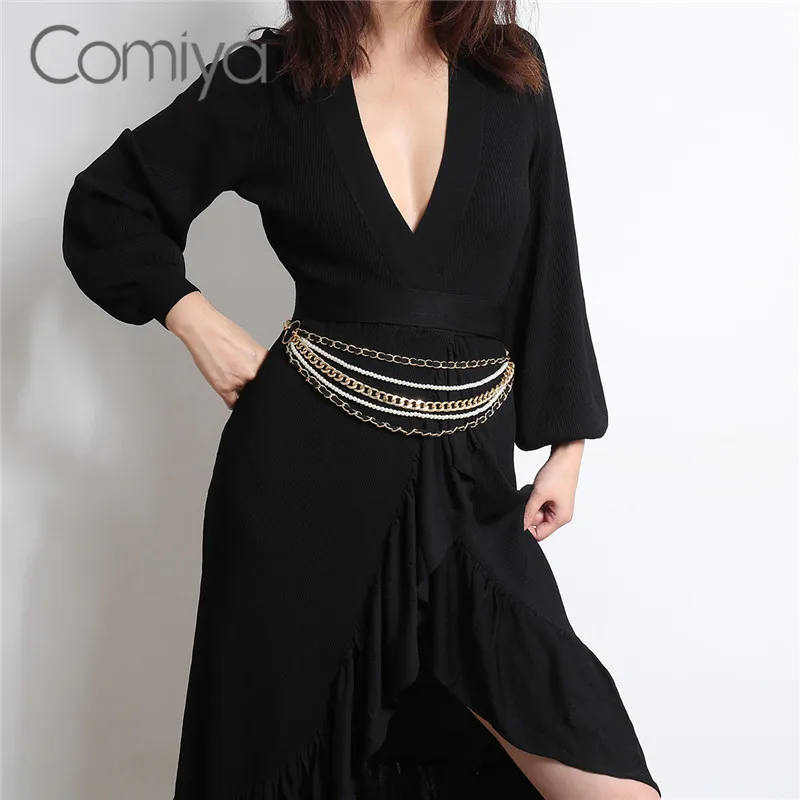

Comiya Korean Multi Layers Waist Belt Korean Jewelry Gold Color Zinc Alloy Mujer Fashion Bijoux Acrylic Pearls Beads For Women