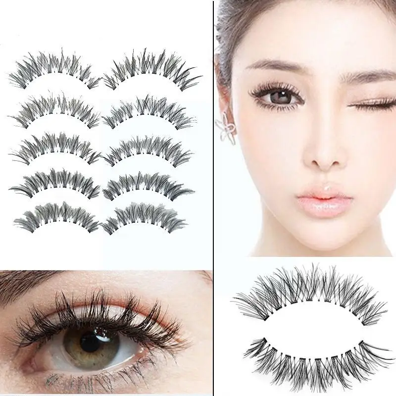 

5 Pairs False Eyelashes Natural Wispies Long Thick Makeup curls Beauty Tool Eyelashes Handmade False Z5A6