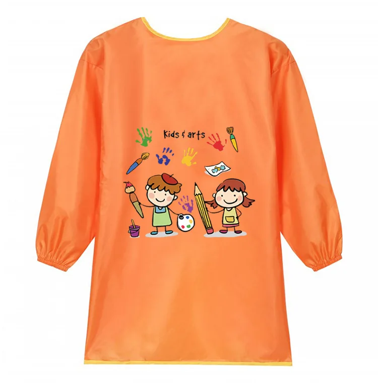 Babero de beb&eacute; de dibujos animados de manga larga delantal alimentaci&oacute;n bata babero delantal para ni&ntilde;os de dibujo y pintura abrigo bata eructo de Saliva delantal-4