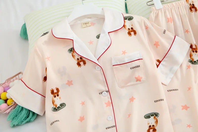 Создание 101 Летний Новый стиль Чистый хлопок дамы кардиган пижамы сладкий с