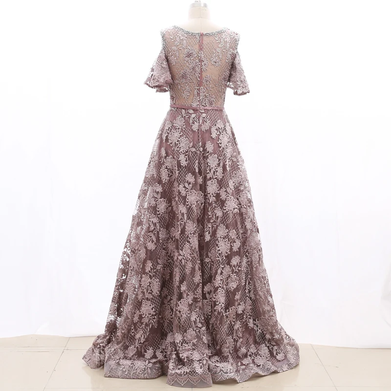 Stock Clean Elegant Lace Beads Prom Dress Long No Custom Made Amazing Party Gown 210224-019