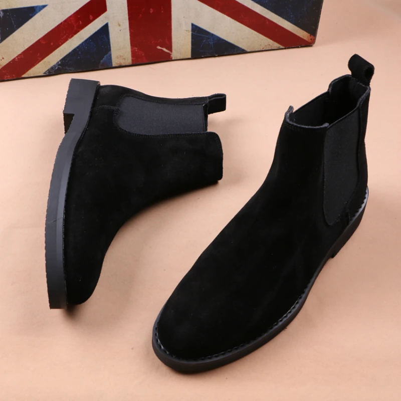 Ботинки Челси мужские из мягкой кожи модные дизайнерские полусапожки нубука