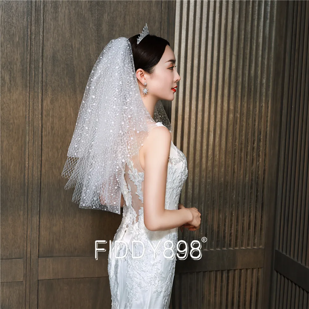 Фата свадебная короткая с гребнем 2 слоя 2020 тюля |