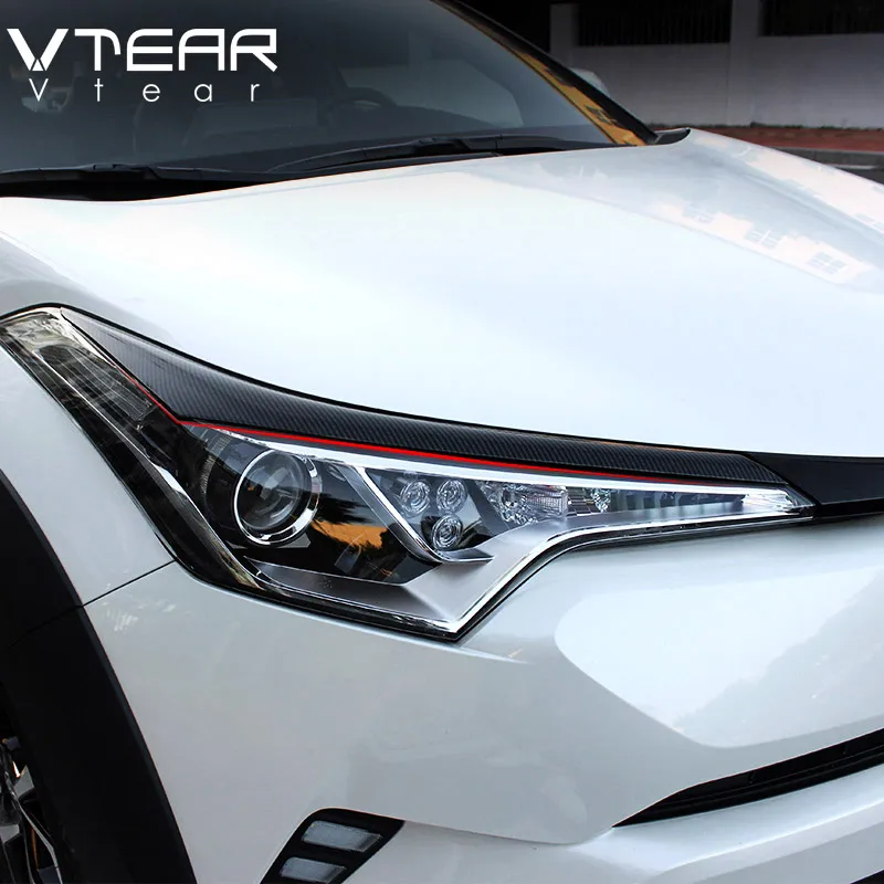 Vtear для Toyota C-HR CHR ABS автомобильный головной светильник s Рамка светильник крышка для бровей хромированная Накладка для стайлинга внешние аксессуары