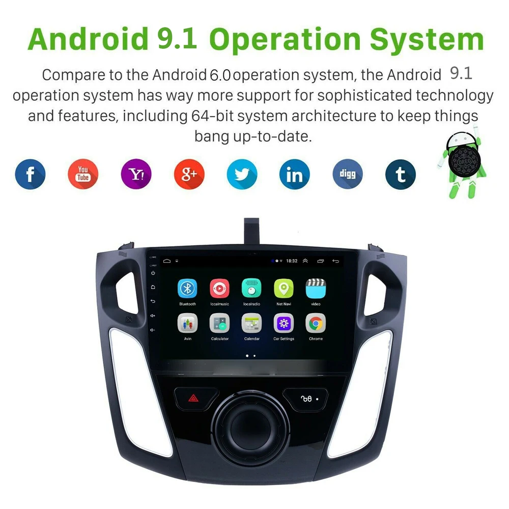 9 дюймовый автомобильный стерео Android 1 GPS-навигатор Plyaer для Ford Focus 2011 2012 2013-2015 2 din