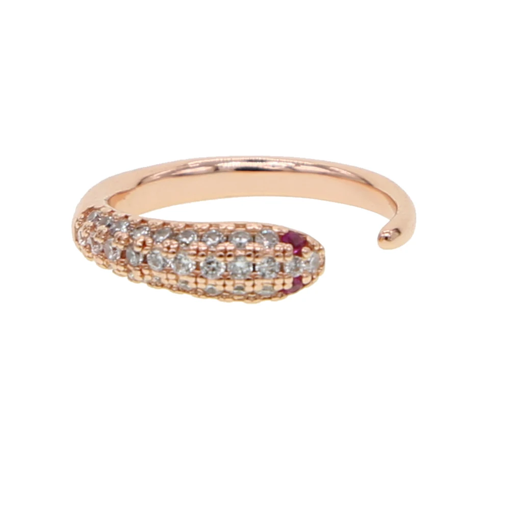 rose gold Открытое кольцо в виде змеи для женщин, ювелирные изделия на палец, микро паве cz, 3 цвета, изящные милые модные кольца для девочек - Цвет основного камня: rose gold