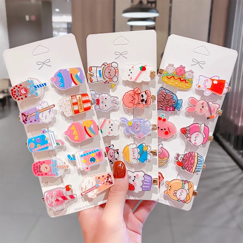10 unids/set nuevos ni&ntilde;os de dibujos encantadora decoraci&oacute;n para el cabello broches pelo Clips chicas lindo animales Copa horquillas de pelo de moda Accesorios-0