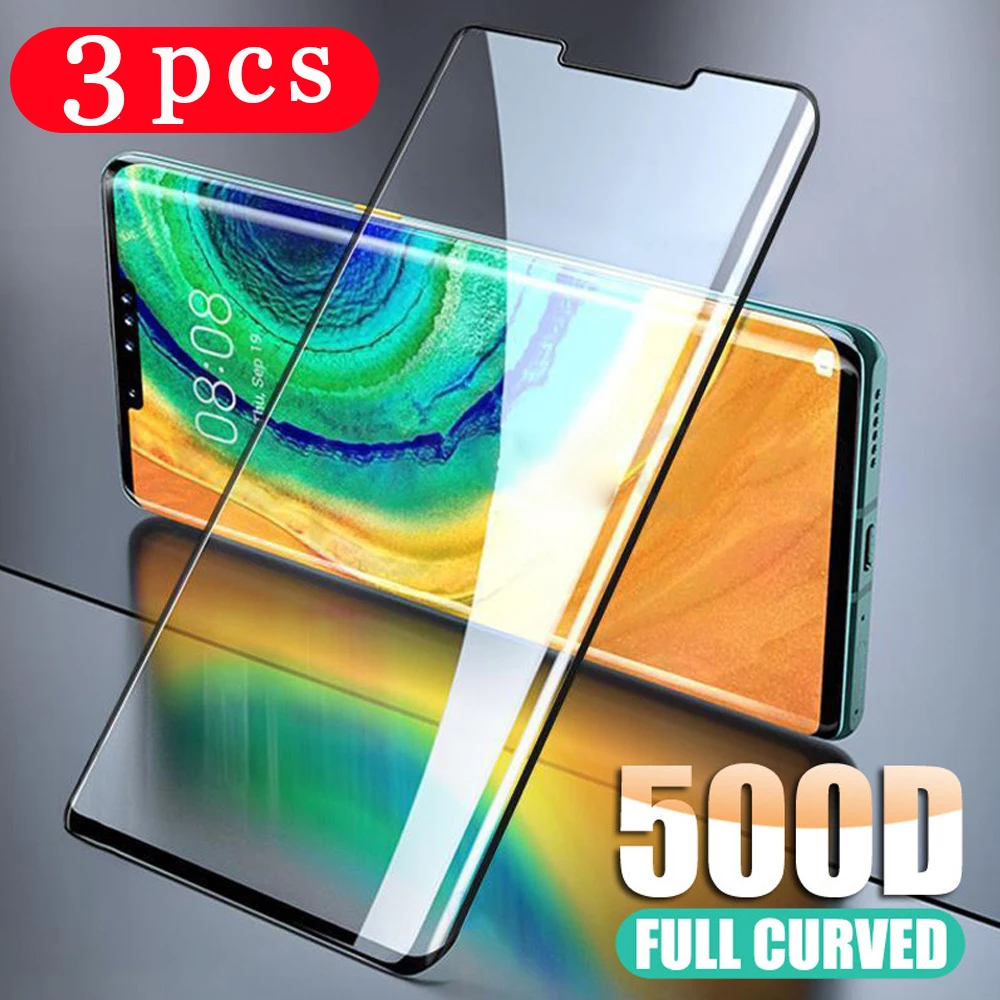 

3Pcs full cover glass for huawei mate 20 lite 20x 30 pro tempered glass phone screen protector protective on the film smartphone