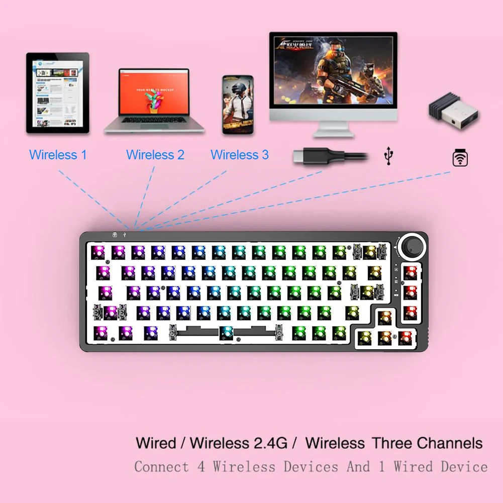 68 клавиш RGB 3 режима 60 процентов NKRO DIY механический Hotswap наборы для клавиатуры |