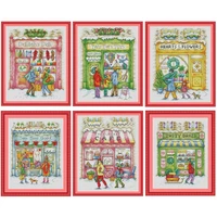 christmas shop series patterns counted cross stitch 11ct 14ct 18ct diy chinese cross stitch kits embroidery needlework sets