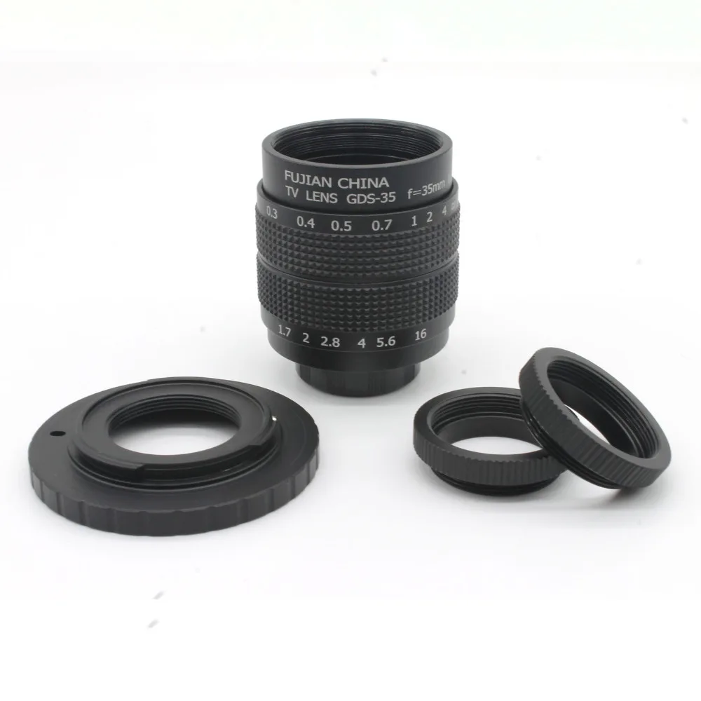 

35mm f1.7 C mount CCTV Lens + C- M4/3 Adapter + Macro Ring for Olympus Panasonic free shipping&tracking number