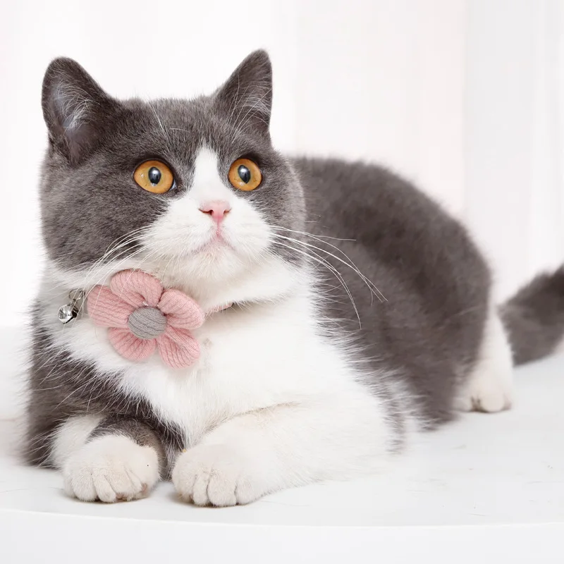 Ошейники для домашних животных ожерелье кошек милый 3D цветок колокольчик