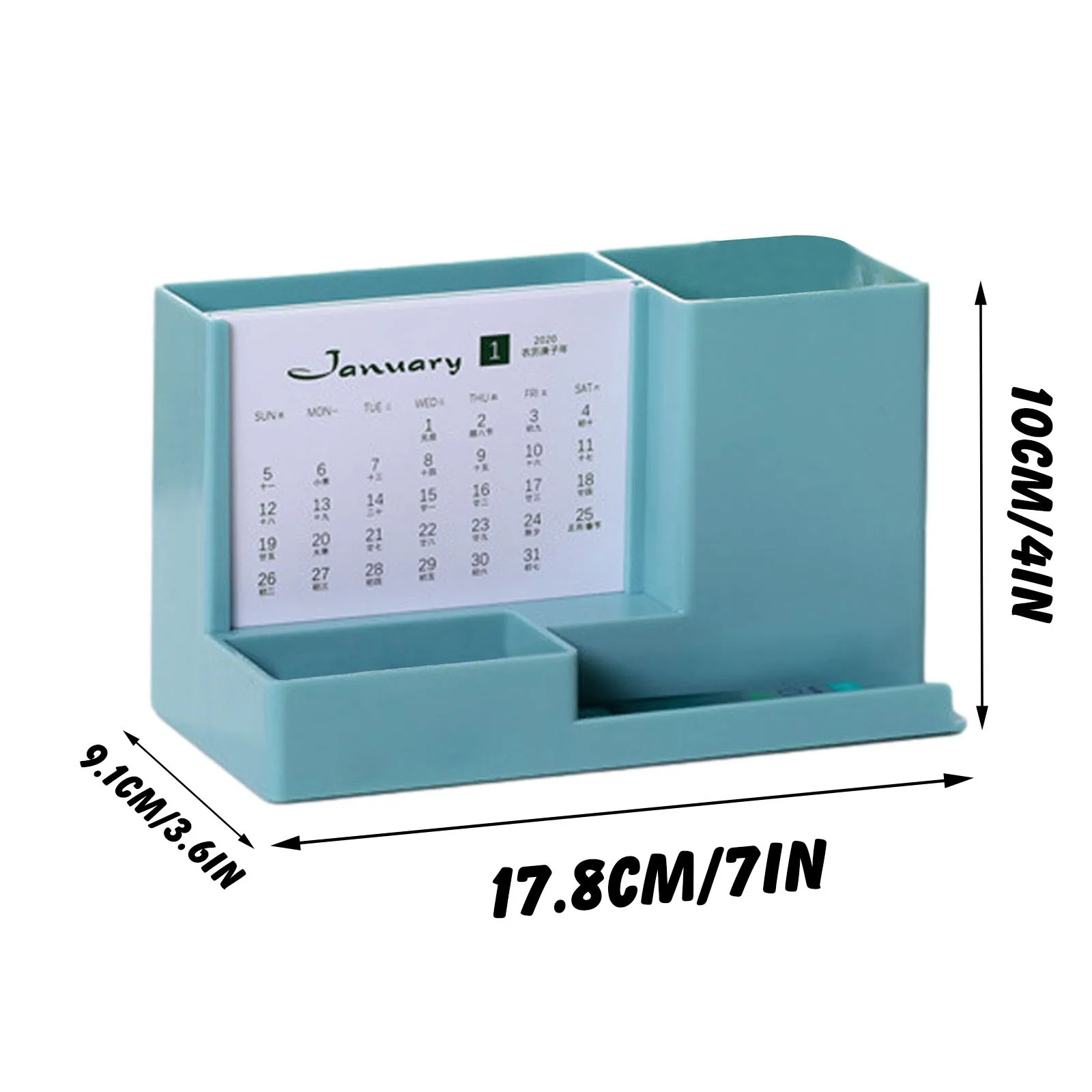

40#2021 Plastic Desktop Calendar Creative Pen Holder Desk Calendar Storage Box Office desk organizer storage rack supplies