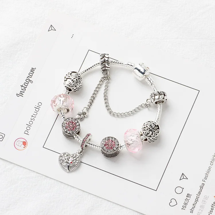 Привлекательные браслеты и из розового дерева жизни для женщин браслет с сердцем