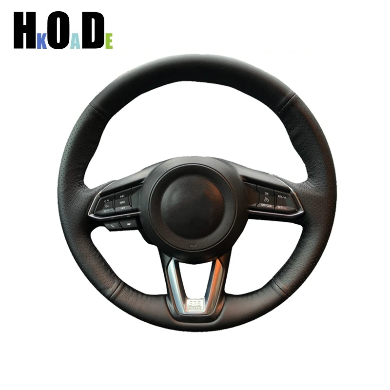 

Car Steering Wheel Cover For Mazda CX-3 CX3 CX-5 CX5 2017 2018 Mazda 6 CX-9 DIY Black Microfiber leather Hand-sewn