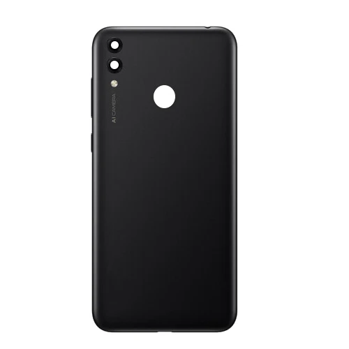 Для huawei Honor 8C задняя крышка батарейного отсека стеклянная задняя крышка корпуса дверная камера стеклянная линза для huawei Honor Play 8C запасные части - Цвет: Black