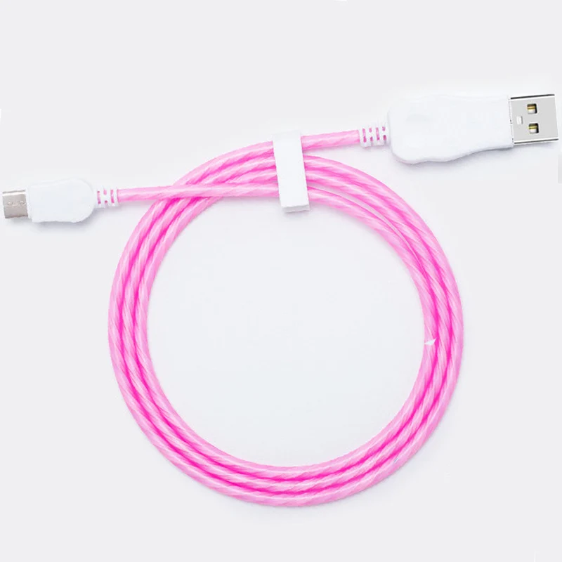 Красный Светодиодный светящийся кабель USB type C Micro usb для зарядки светящиеся кабели для iPhone 8 Xiaomi samsung мобильный телефон яркий зарядный шнур - Цвет: Красный