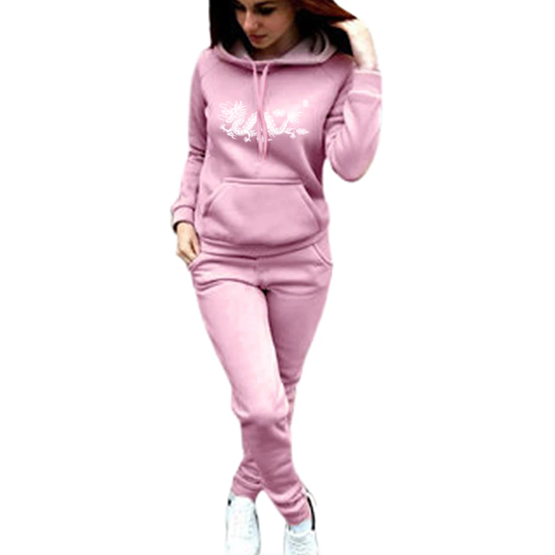 

Women Tracksuit Two Piece Set Top+Pant Suits Hoodie Pullover Sweatshirt With Pockets Ensemble Femme Suit Sets Plus Size S-3XL