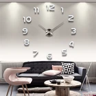 Большие домашние настенные часы 3D DIY часы акриловые зеркальные наклейки украшение дома гостиная кварцевые иглы самоклеящиеся Подвесные часы