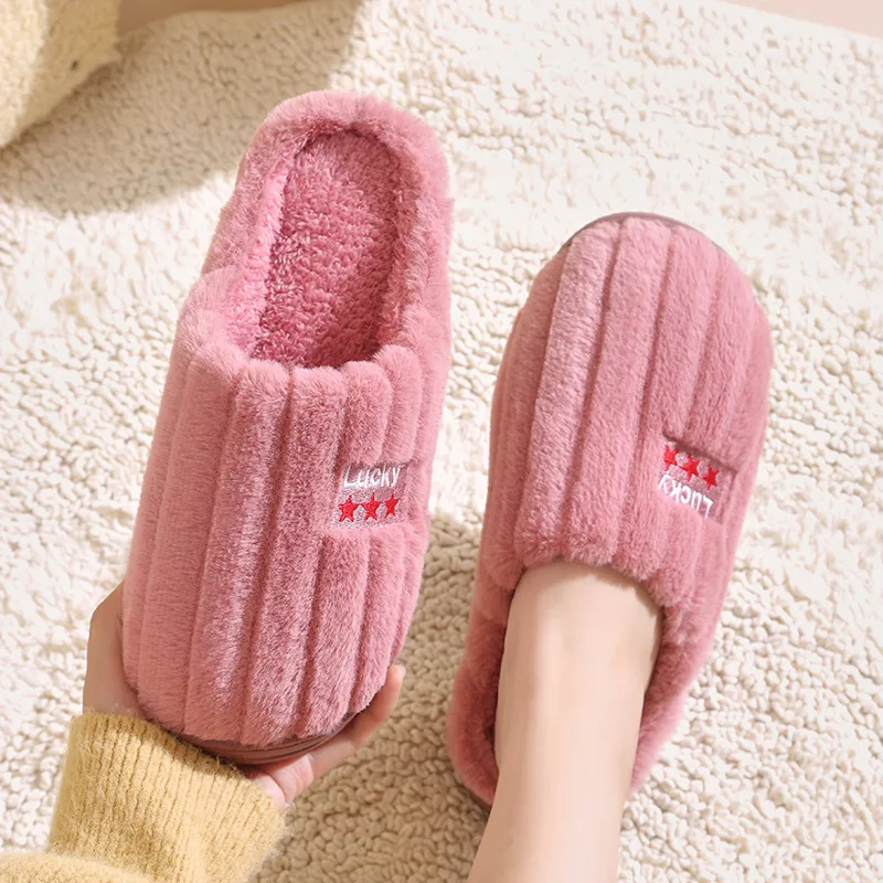 2021 New Candy Color Cotton Slippers Autumn and Winter Plush Warmth and Wear-resistant Home Indoor Cotton Slippers