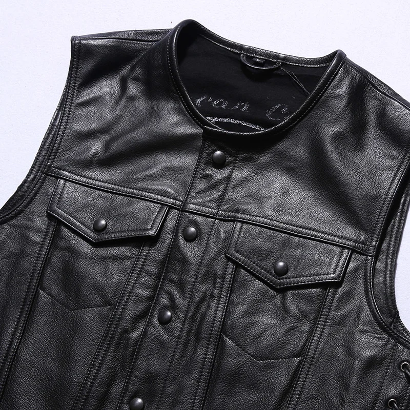 

2050 Super Offer! Read Description! Asian Size Super Quality Cowhide Vest Men's Cow Leather Vest