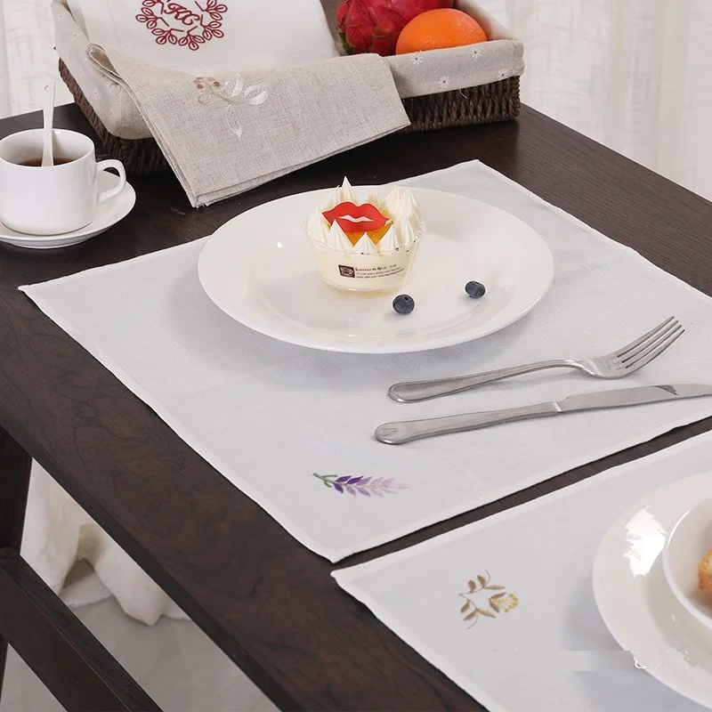 10 шт./лот вышитые льняные салфетки столовые приборы коврики для стола west чайная