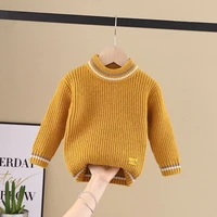 2022 baby girl boys casual neutral sweater childrens knitted woolen autumnwinter kids cute hedging round neck warm thicken