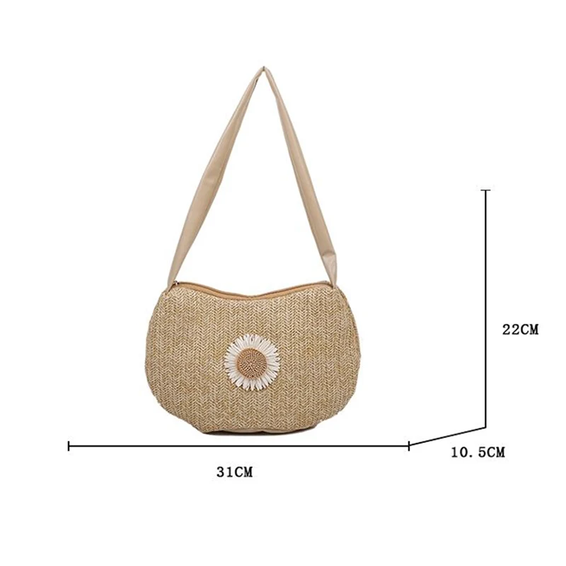 

Shoulder Bag Underarm Bag Female Handbag Purse Women Bag All-match Weave Fashion 2021 New Simple Backpack Retro Zipper Flower