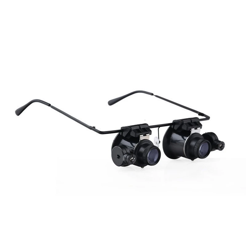 FGHGF 20X Double LED Eye Repair Magnifier Glasses Mini Magnifying Loupe Lens With Light Watch Measurement Microscope Tools |