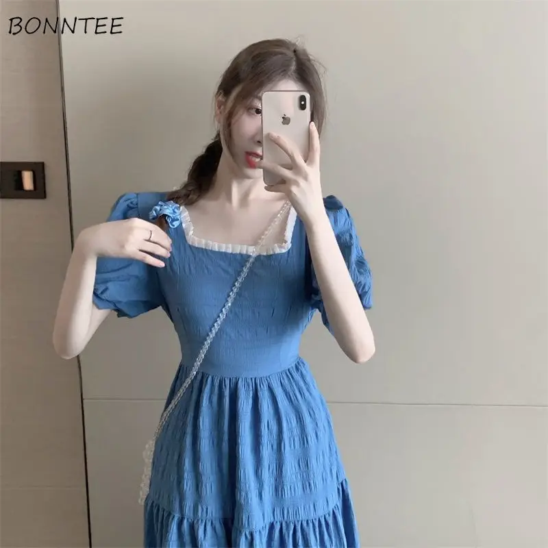 

Платье женское с коротким рукавом, милое модное универсальное ТРАПЕЦИЕВИДНОЕ с открытой спиной, в Корейском стиле, Повседневная Уличная од...