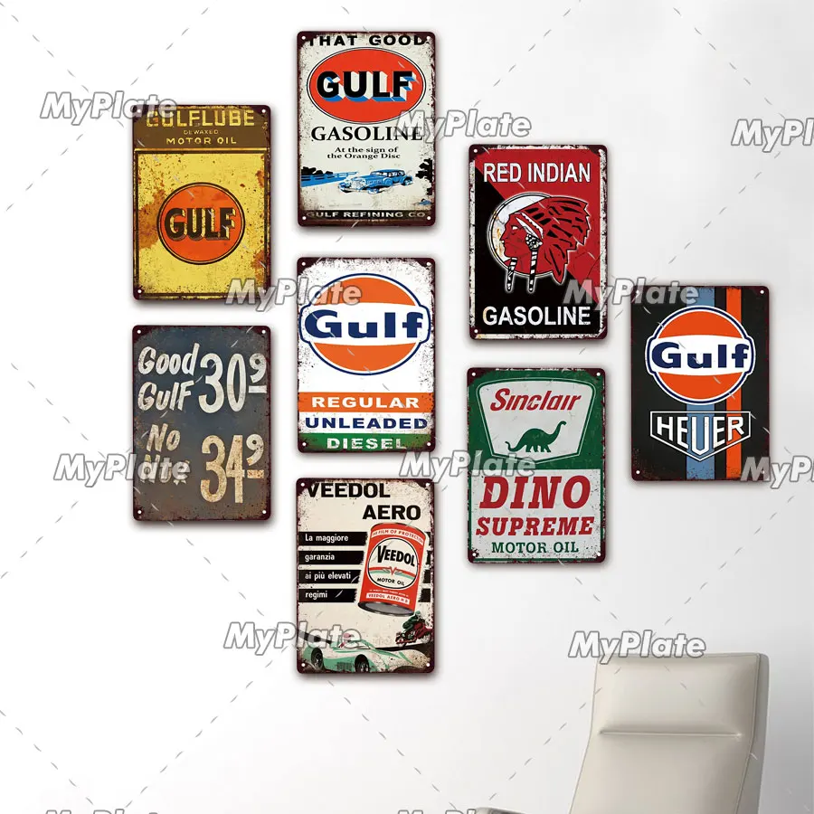 Бензиновый старинный Жестяная Табличка с надписью моторных масел металлический