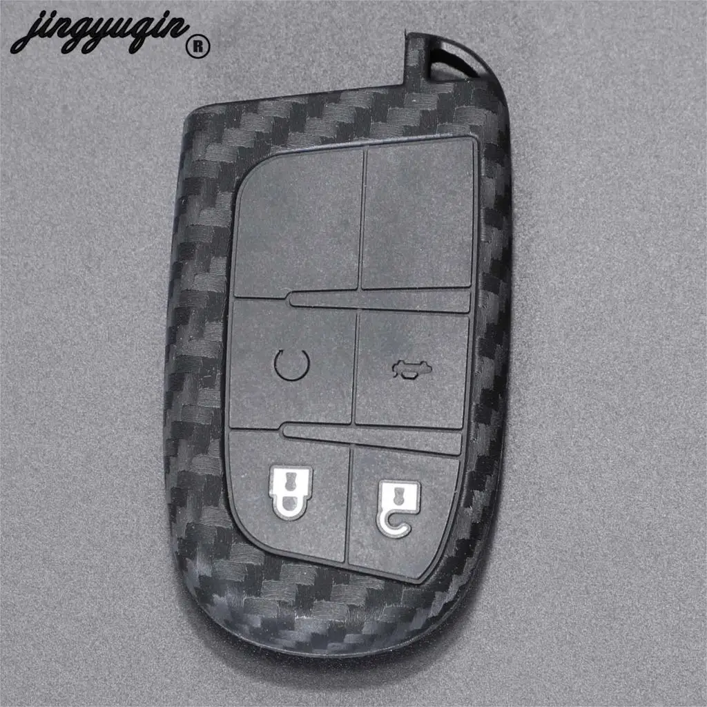 Силиконовый чехол jingyuqin для автомобильного ключа из углеродного волокна Fiat Jeep