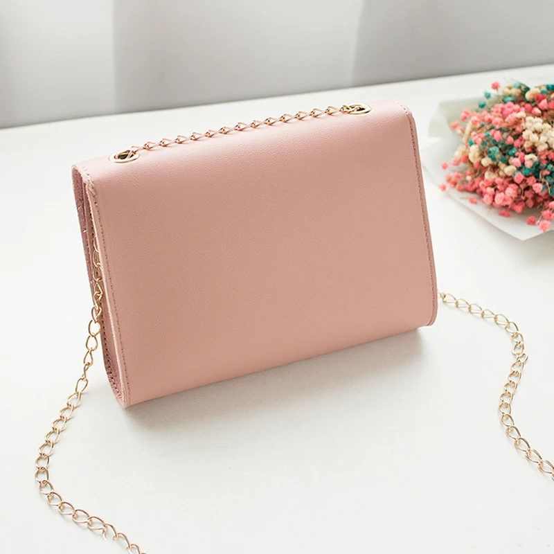 Женская однотонная сумка через плечо с цепочкой для мобильного телефона WML99