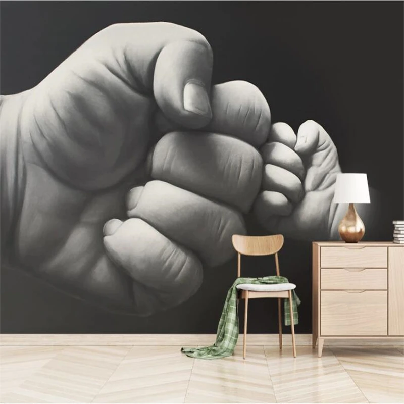 Обои на заказ 3d фреска креативная ручная роспись черный и белый кулак фон
