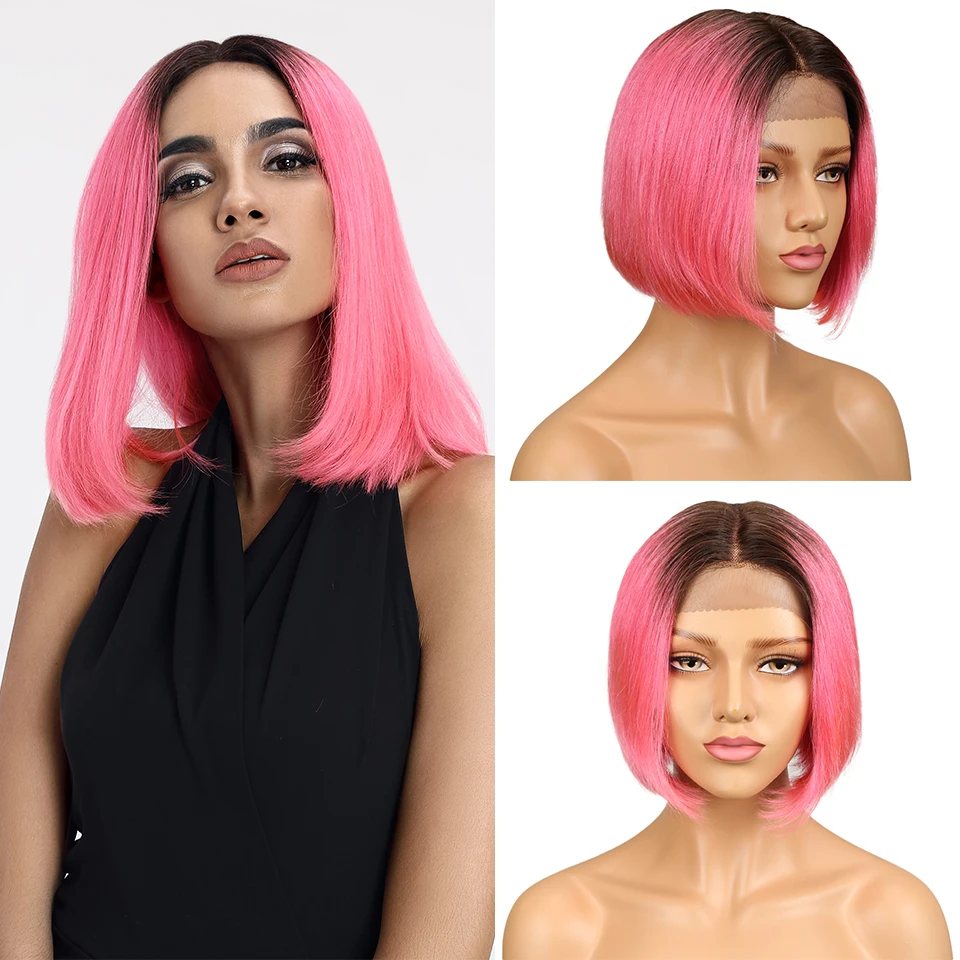 Накладные волосы для женщин l прямые с волнистыми прядями 130% розовый кирпичный